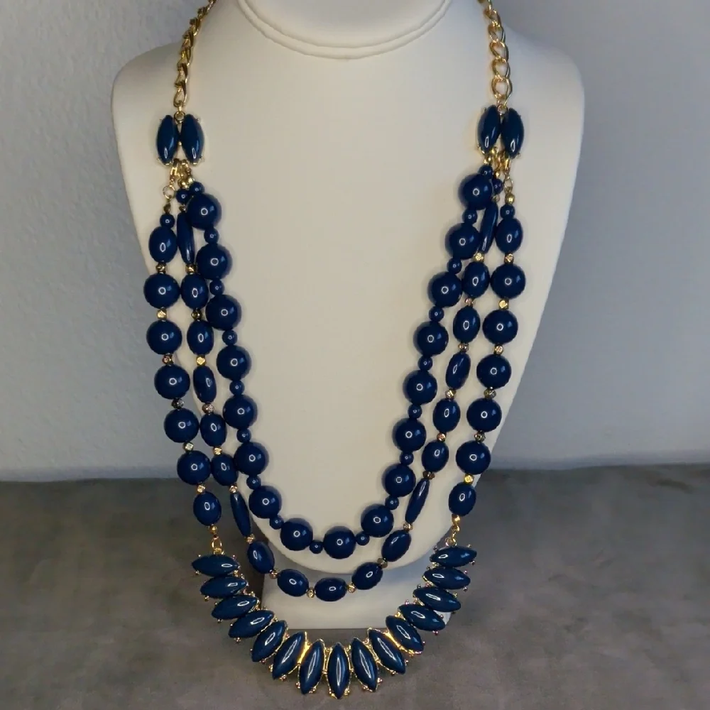 Navy Blue Statement Necklace - Premier Designs